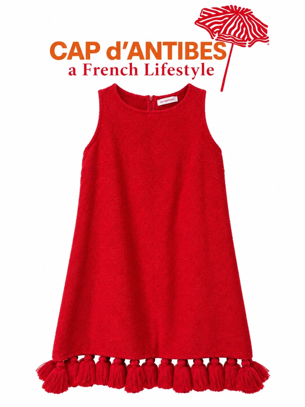Cap d’Antibes Manon Cotton-Terry Mini Dress red size S tassel hem